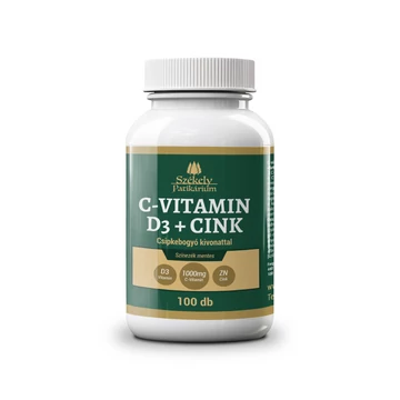 C-vitamin 1000 mg + D3-vitamin + Cink + Csipkebogyó kivonat - 100 darabos